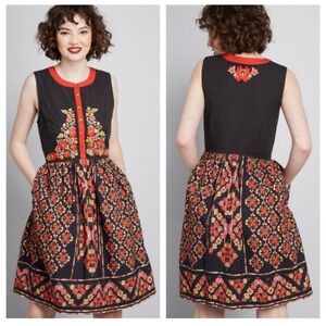 [Modcloth] EUC A Conversation Masterpiece A-line dress, L